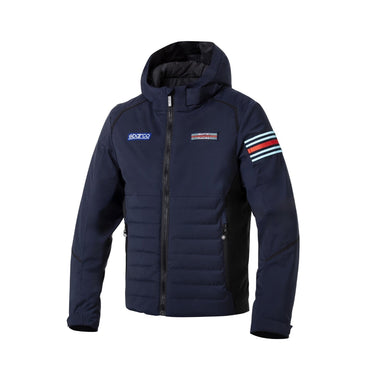 Sparco Martini Racing Winter Jacket navy version front view with arm stripe detail-Image